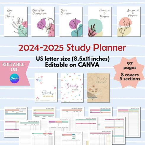 2024-2025 Study Planner - Canva Template cover image.