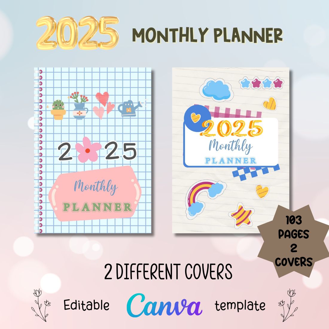 2025 Monthly Planner - Canva Template preview image.