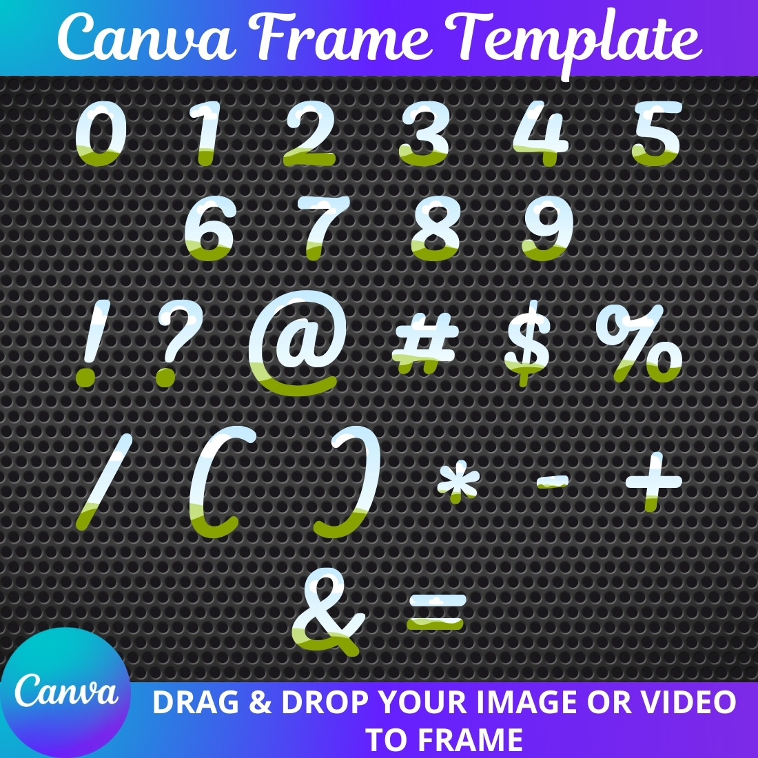 "Drag & Drop Frame Set" (letters, numbers, symbols) | № 6 preview image.