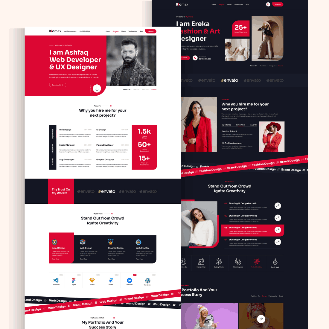 Biomax - Personal Portfolio Figma Template preview image.