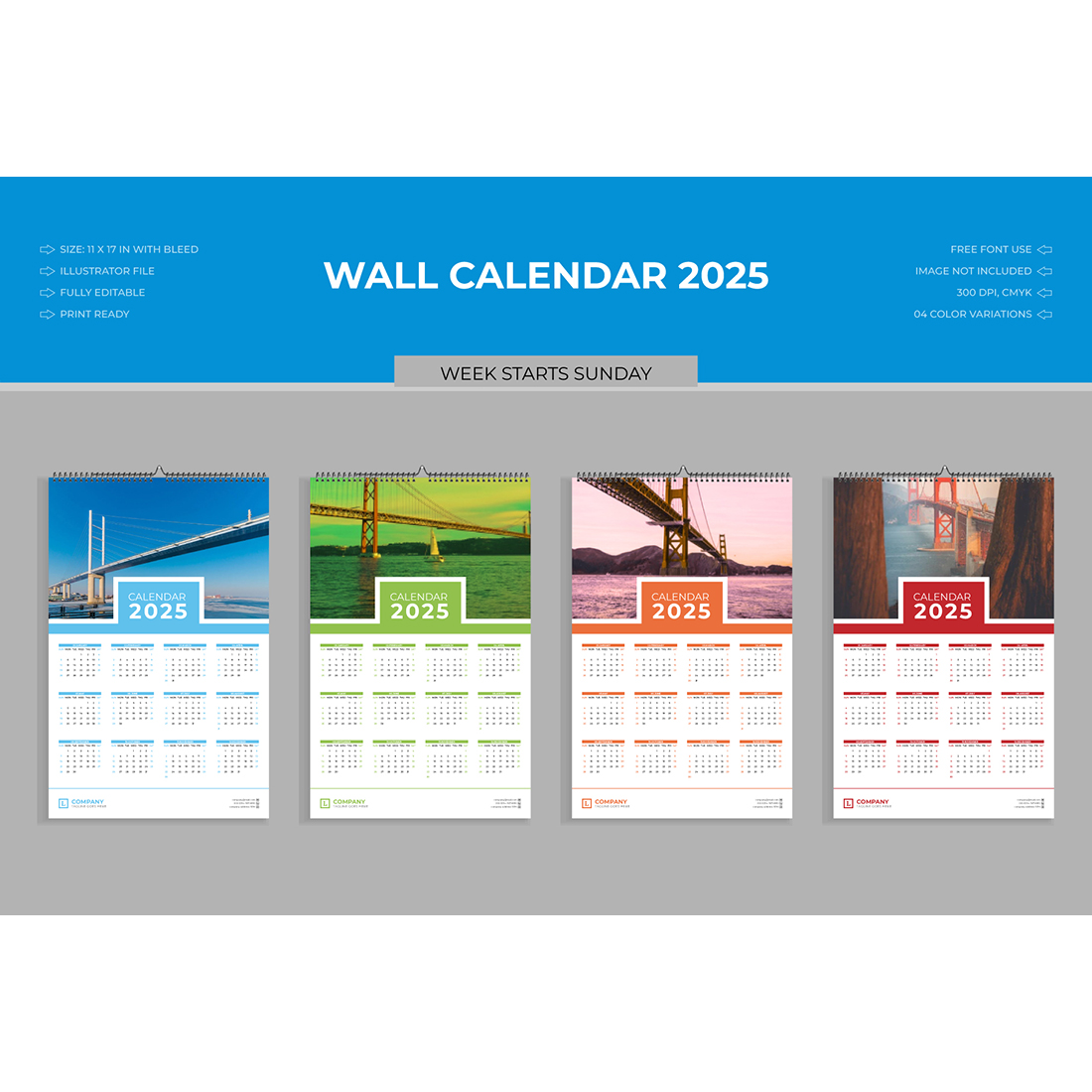 Wall Calendar Design 2025 preview image.