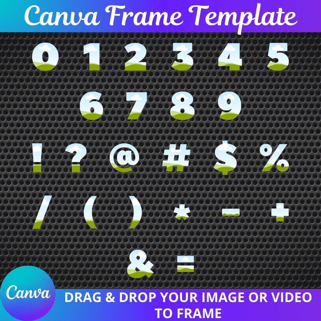 "Drag & Drop Frame Set" (letters, numbers, symbols) | № 9 preview image.