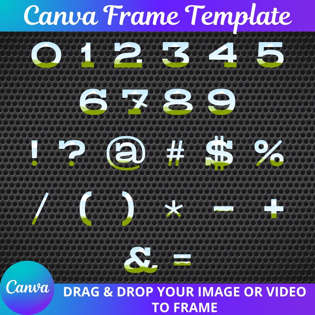 "Drag & Drop Frame Set" (letters, numbers, symbols) | № 10 preview image.