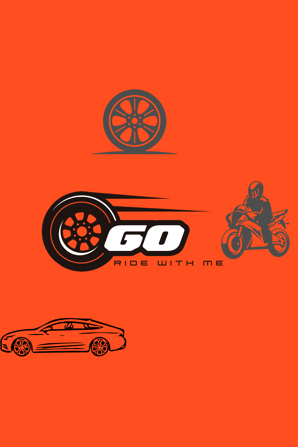 Dynamic Automotive Logo with Bold Typography and Racing Elements pinterest preview image.