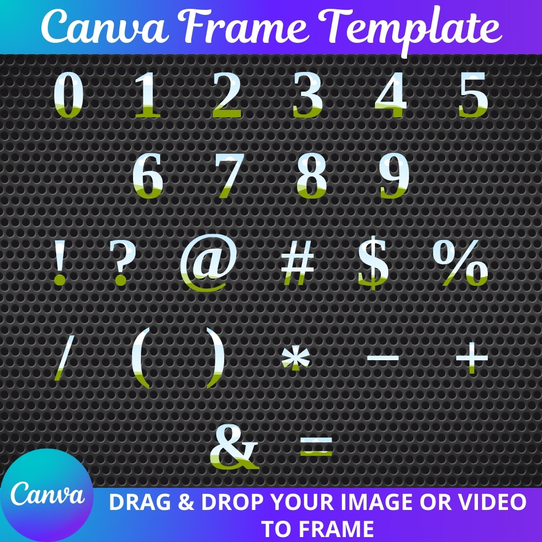 "Drag & Drop Frame Set" (letters, numbers, symbols) | № 7 preview image.