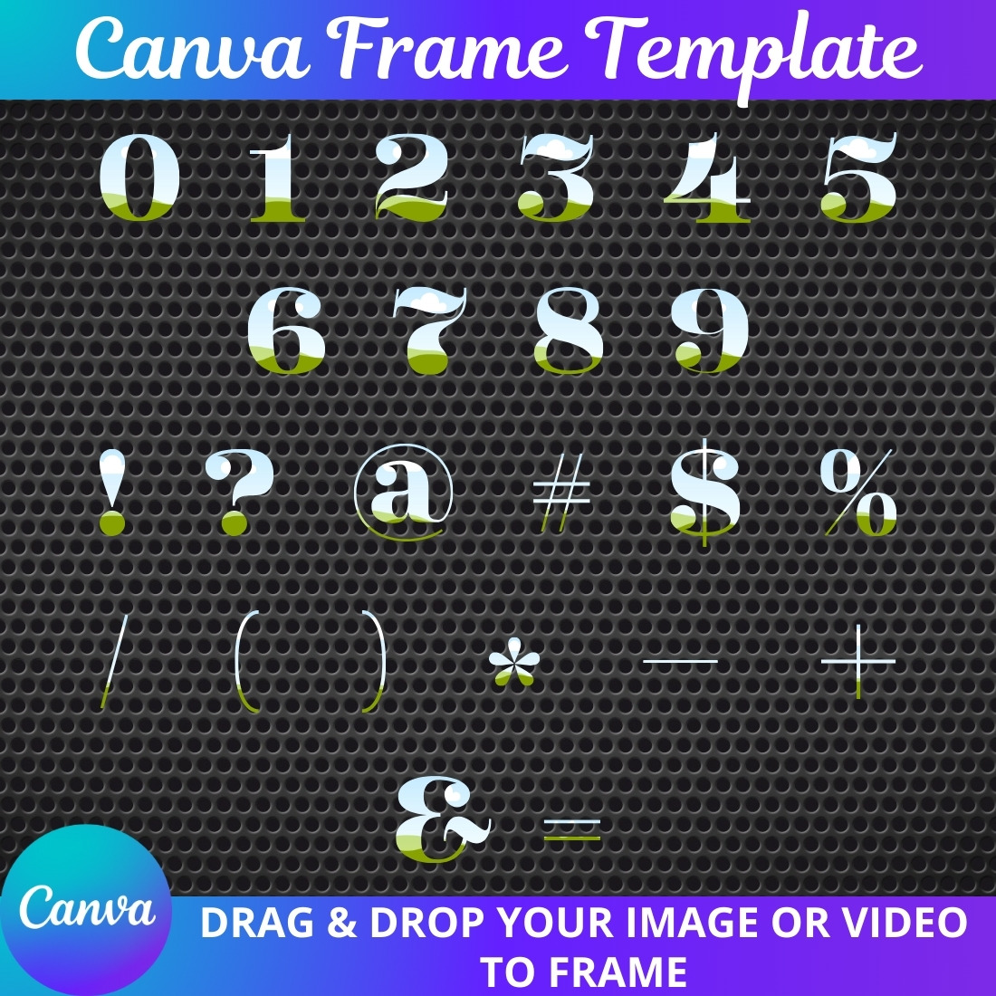 "Drag & Drop Frame Set" (letters, numbers, symbols) | № 8 preview image.