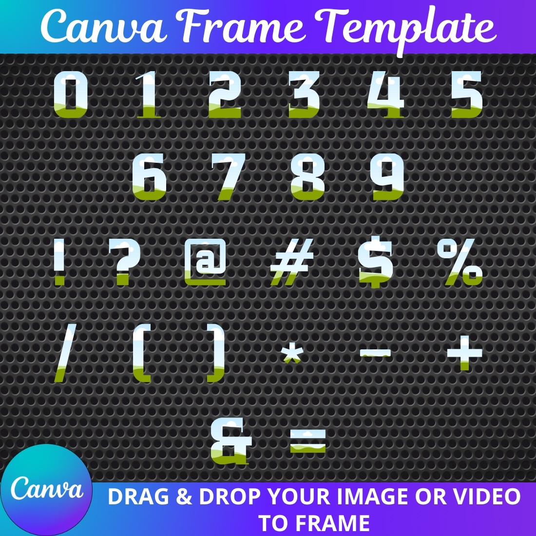 "Drag & Drop Frame Set" (letters, numbers, symbols) | № 5 preview image.