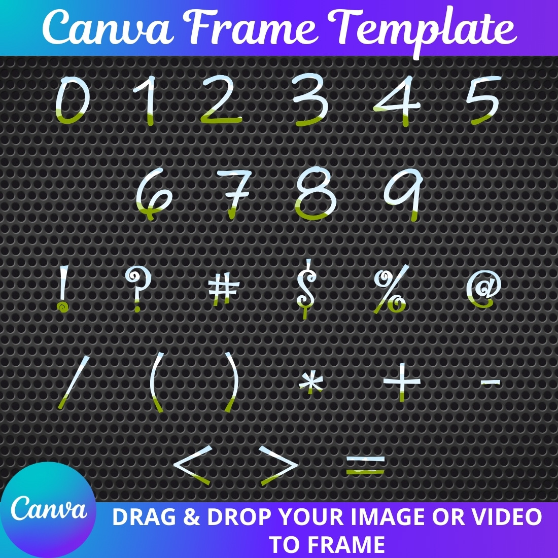 "Drag & Drop Frame Set" (letters, numbers, symbols) | № 3 preview image.