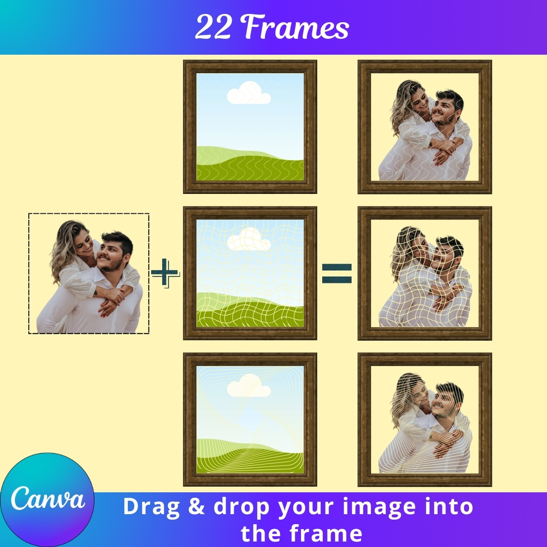 Square Photo Frame Set | 22 Frames | Canva preview image.