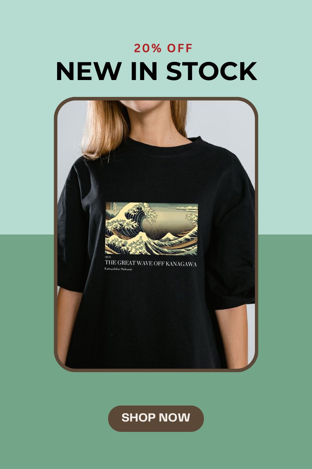 Iconic The Great Wave Design pinterest preview image.