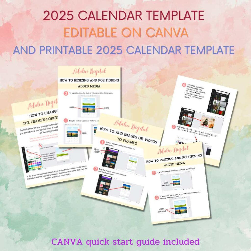 2025 Calendar Template - Editable on Canva - MasterBundles