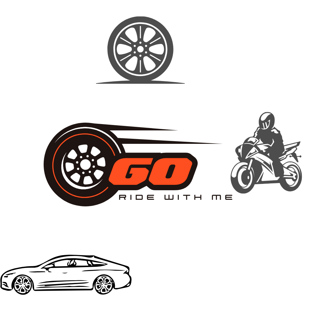 Dynamic Automotive Logo with Bold Typography and Racing Elements preview image.