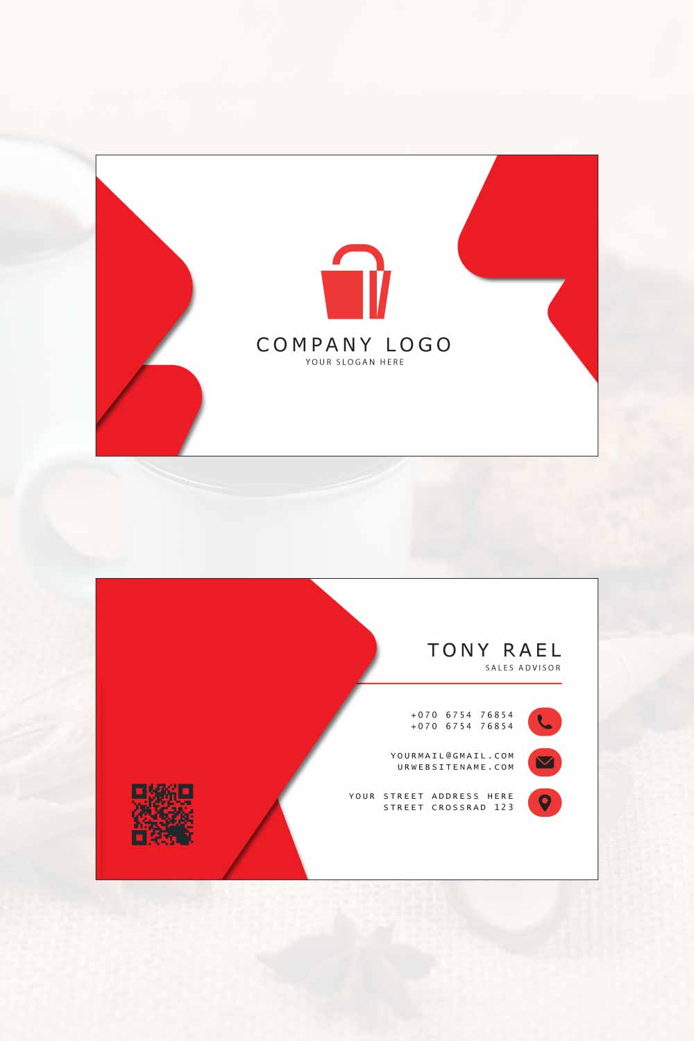 Minimalist Business Card Template (Editable) pinterest preview image.