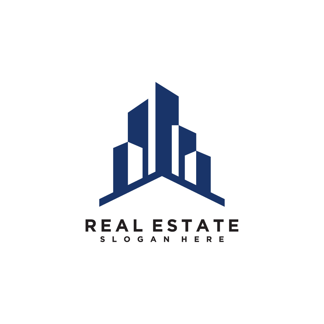 Buildings real estate logo design preview image.