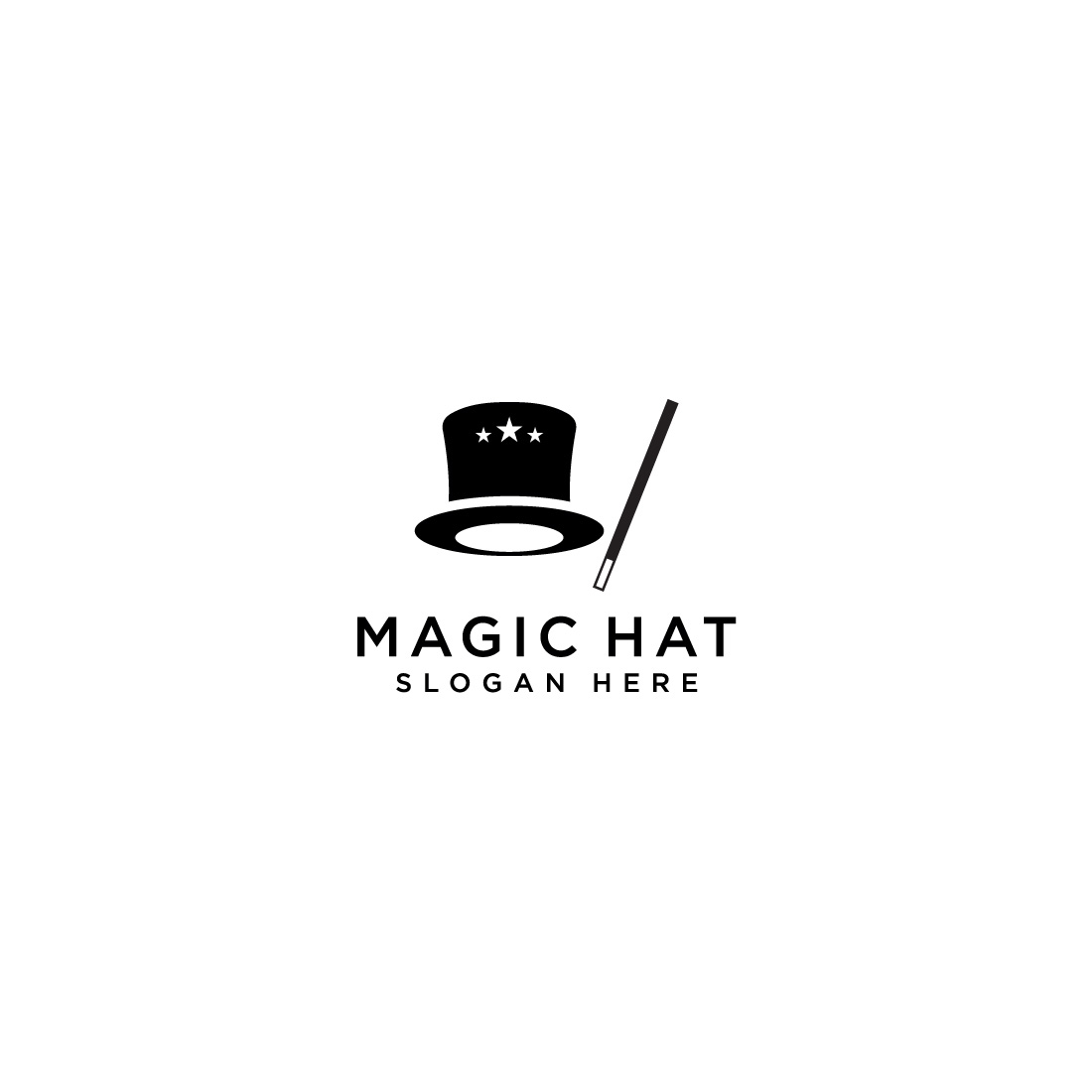 magic hat logo design template preview image.
