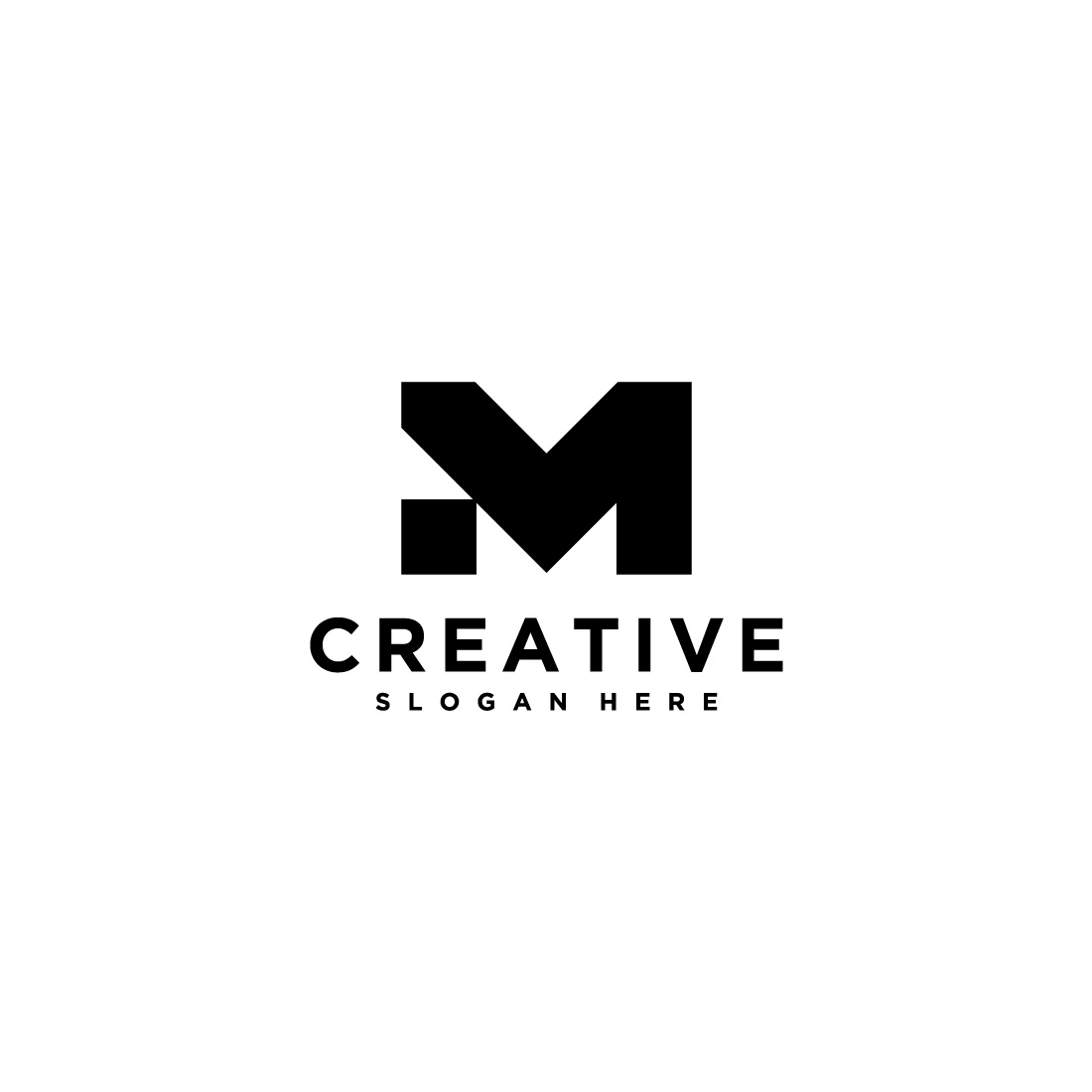 m letter logo design template preview image.