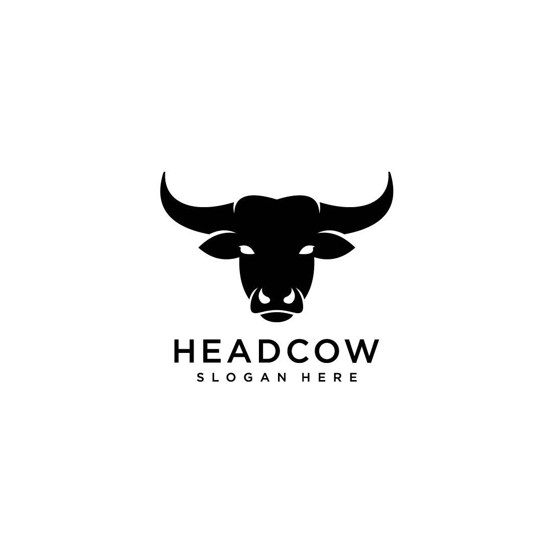cow head silhouette logo vector preview image.