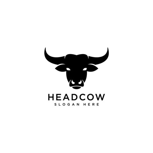 cow head silhouette logo vector cover image.