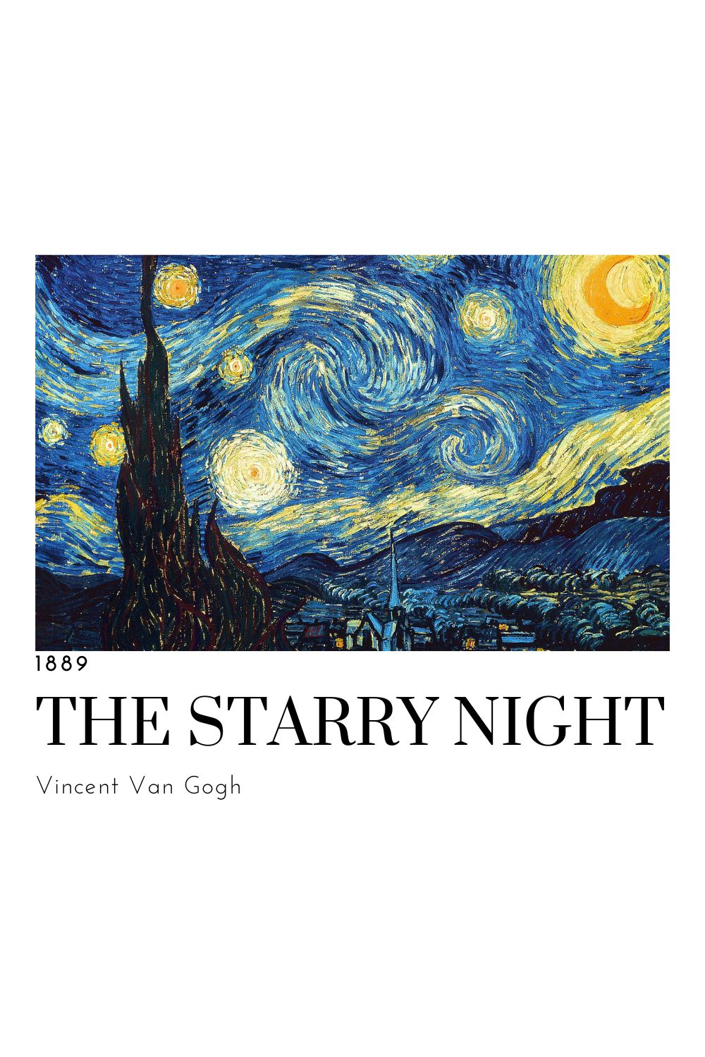 The Starry Night T-Shirt Design pinterest preview image.