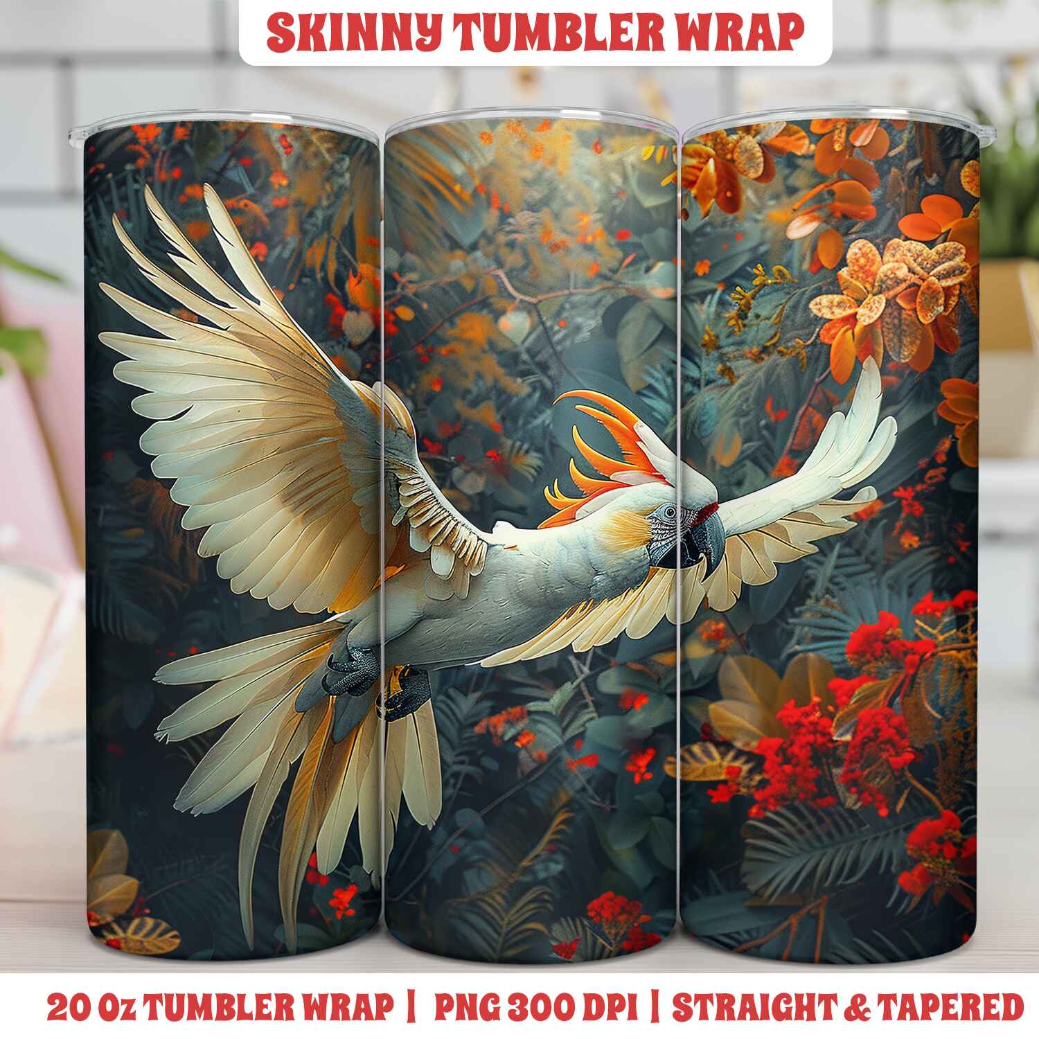Birds Tumbler Wrap | Sublimation preview image.