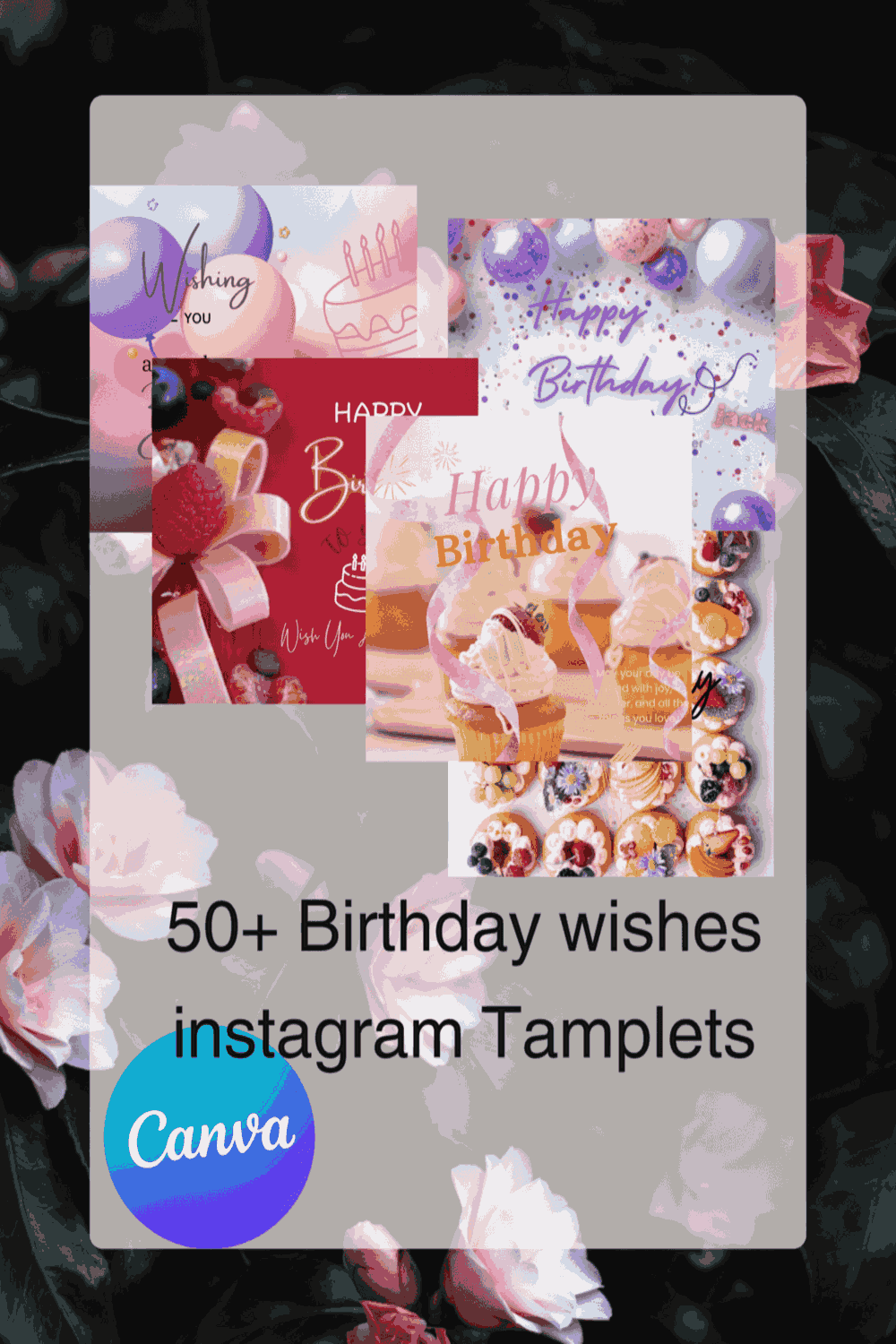 "Editable UNIQUE,MATCHLESS, ATTARACTIVE, Birthday Cards - Customizable Templates on Canva" pinterest preview image.