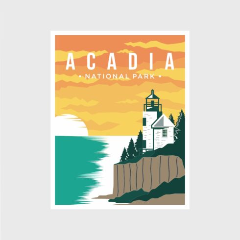Acadia National Park poster vector illustration design - only $10 cover image.