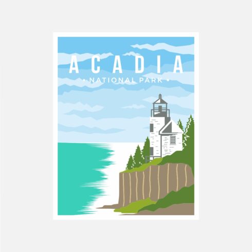 Acadia National Park poster vector illustration design - $8 cover image.