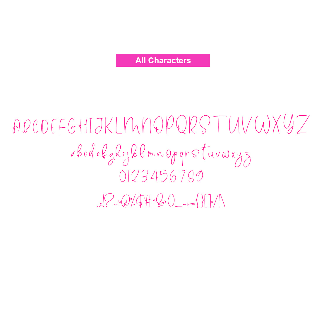 all characters font 951