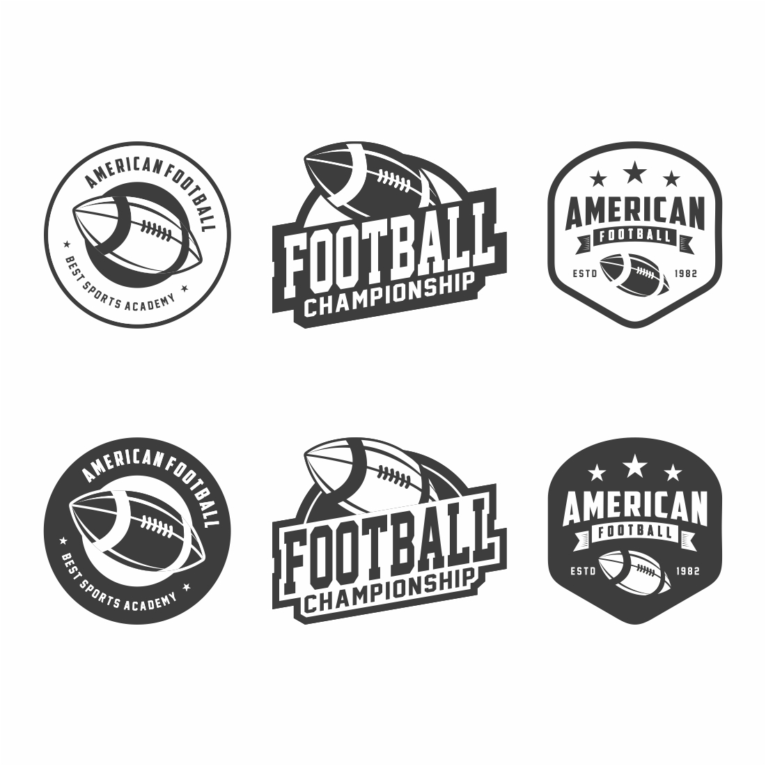 American Football logo, emblem set collection, design template on light background – Only $9 cover image.