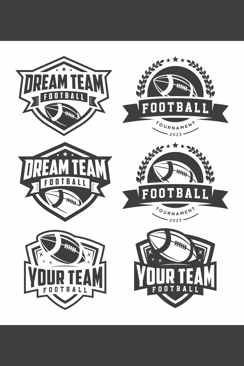 American Football logo, emblem set collection, design template on light background – Only $9 pinterest preview image.