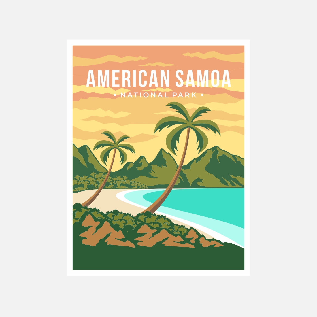 American Samoa National Park poster vector illustration design - $8 cover image.