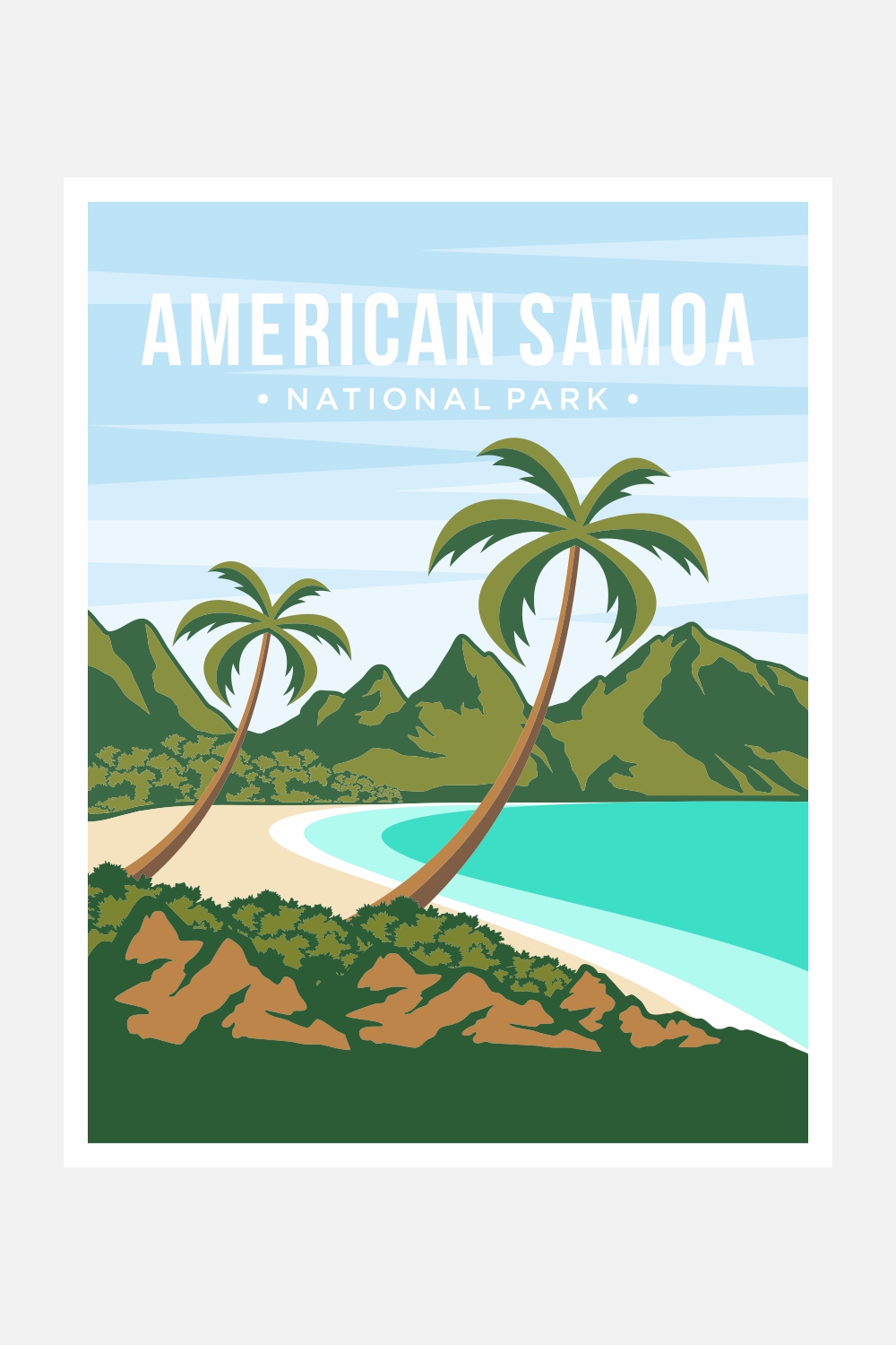 American Samoa National Park poster vector illustration design - $8 pinterest preview image.