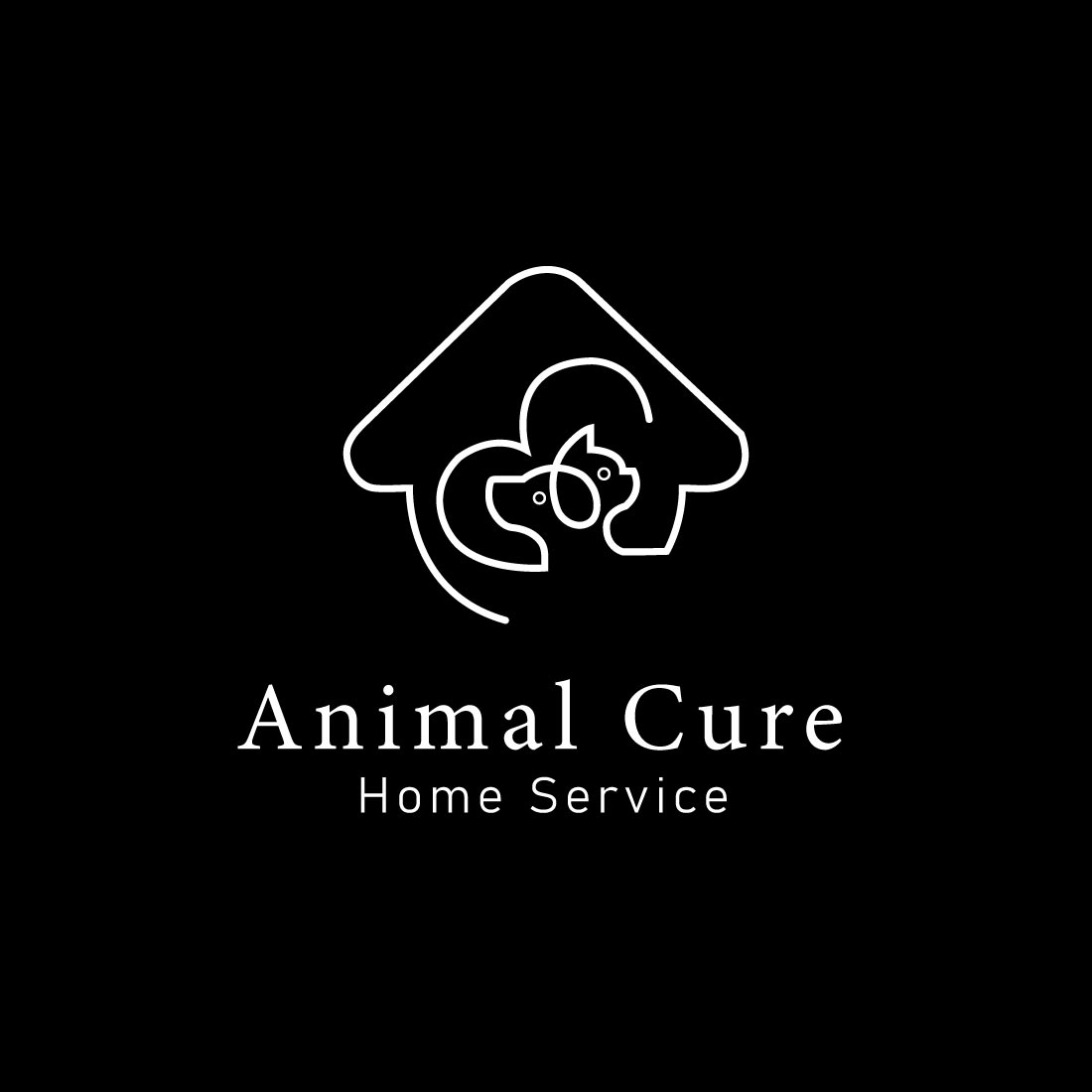 modern minimalist animal home cure services logo design preview image.