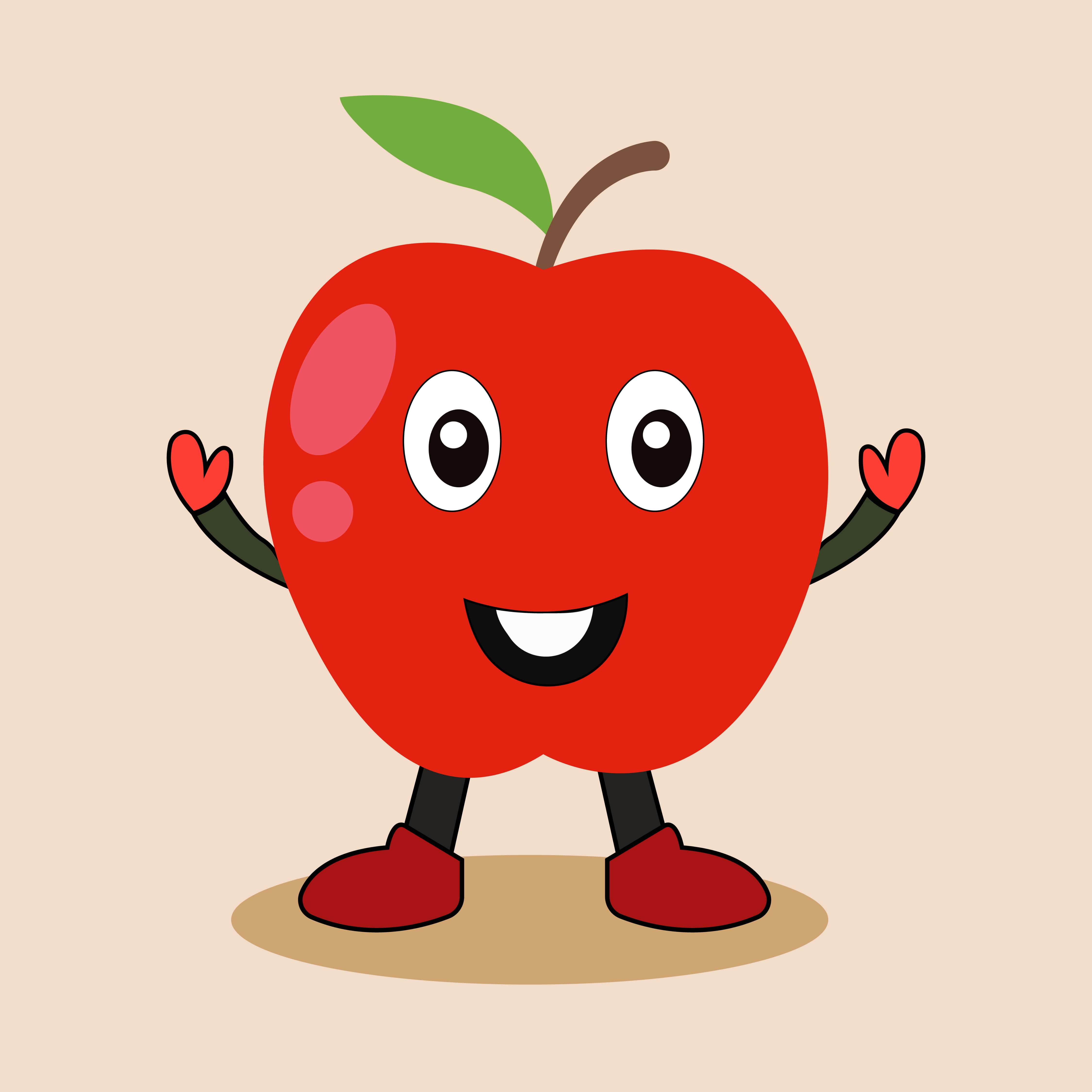 Cute Apple Cartoon Illustration preview image.