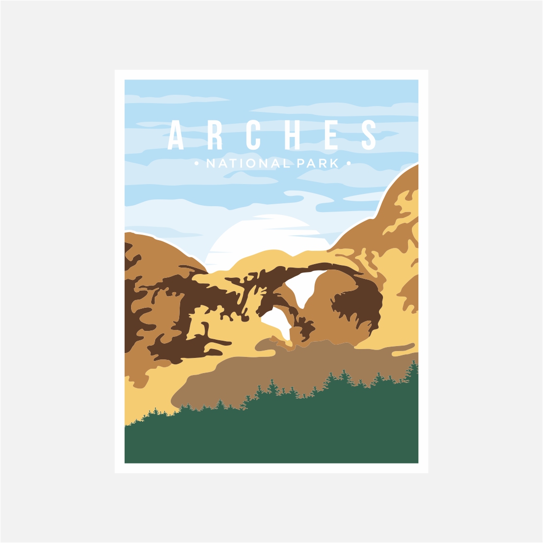 Arches National Park poster vector illustration design - only $8 preview image.