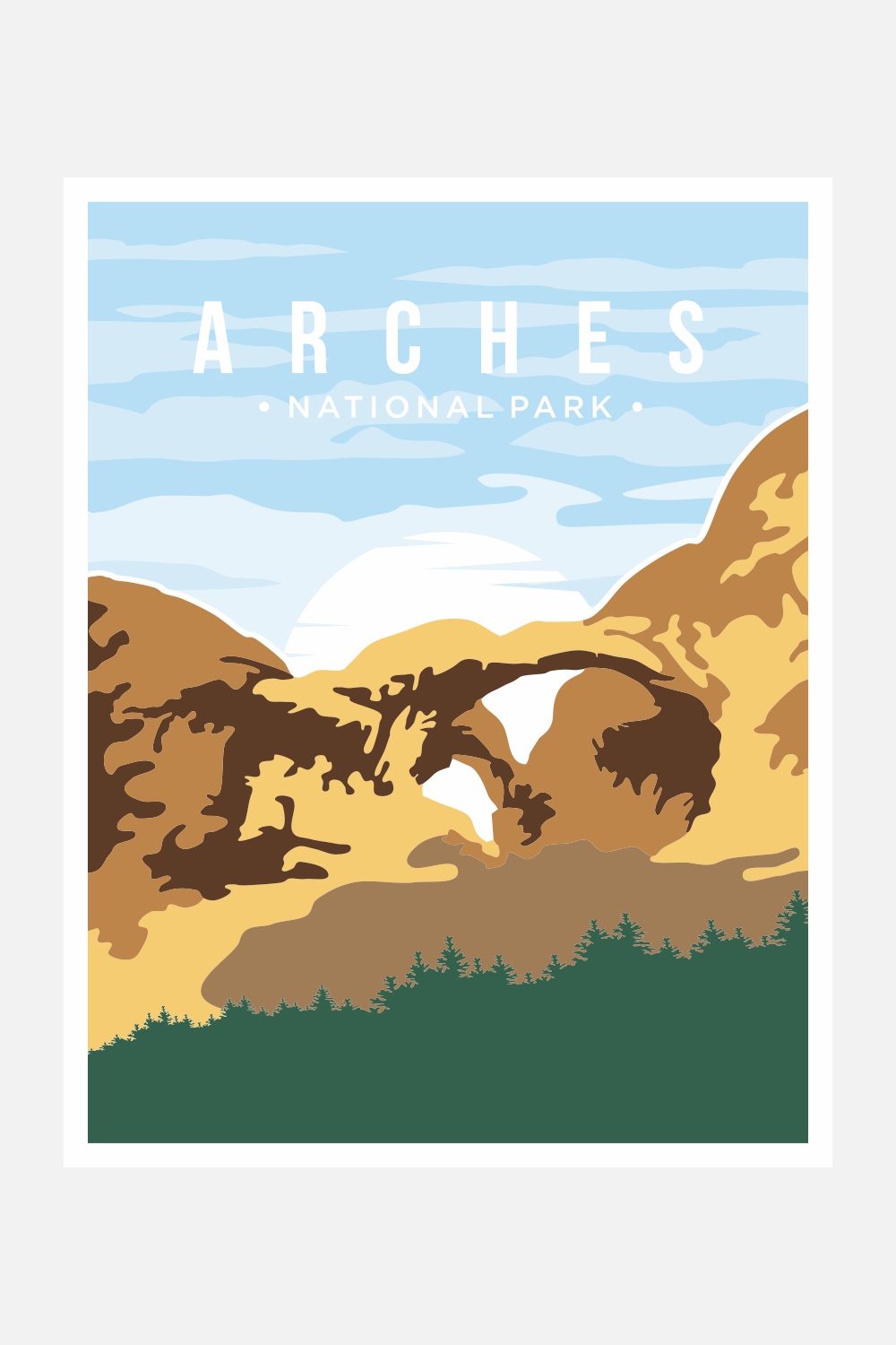 Arches National Park poster vector illustration design - only $8 pinterest preview image.