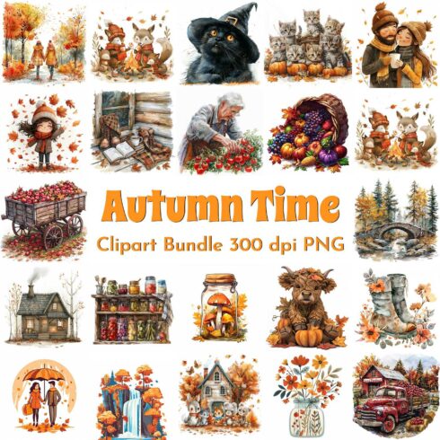 Autumn Time Clipart Bundle cover image.