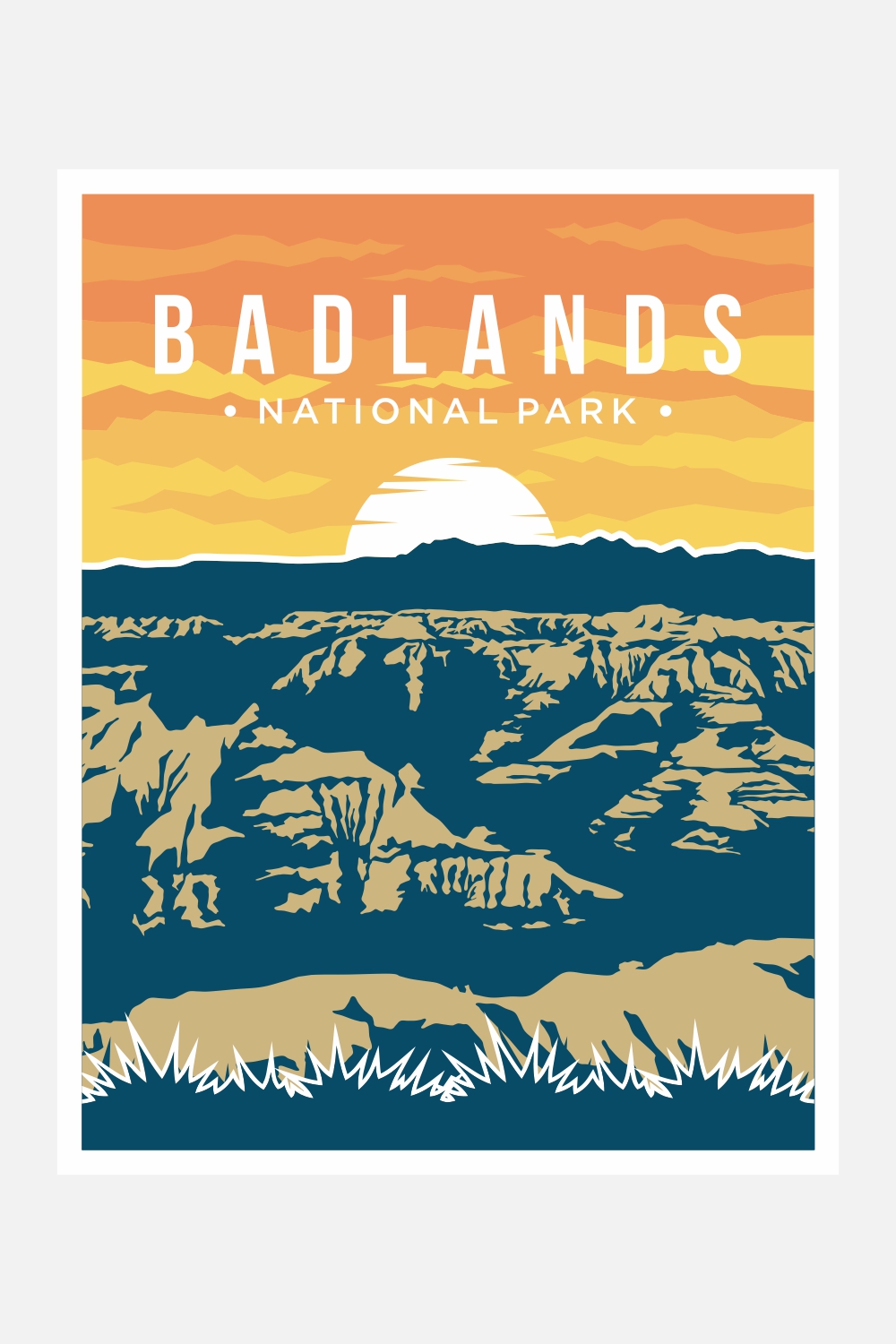 Badlands National Park poster vector illustration design - only $8 pinterest preview image.