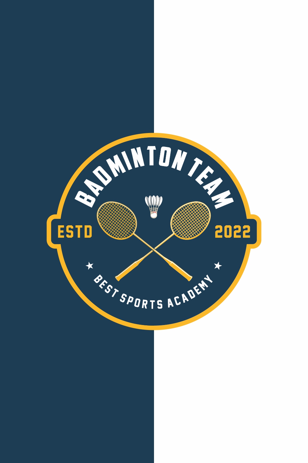 Badminton badge logo in modern minimalist style – Only $7 pinterest preview image.