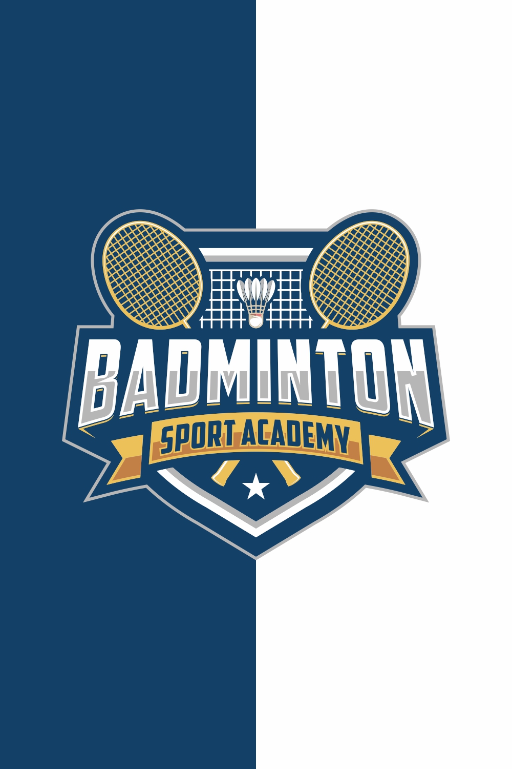 Badminton badge logo in modern minimalist style – Only $7 pinterest preview image.