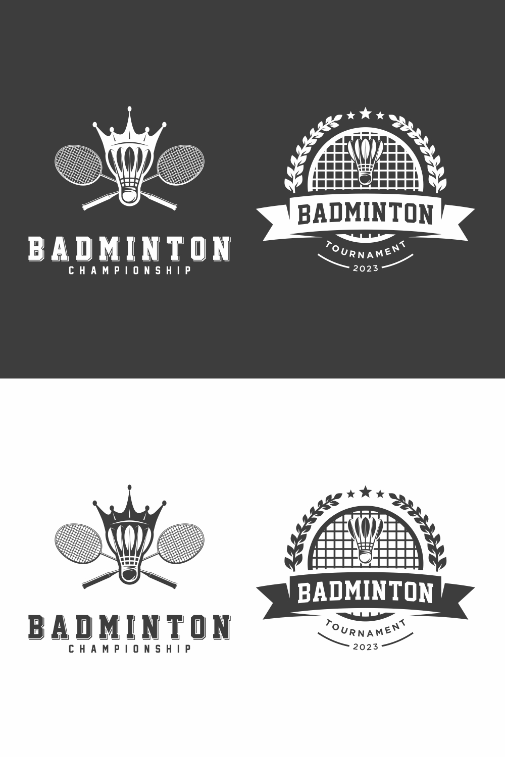 Badminton logo, emblem set collection – Only $9 pinterest preview image.