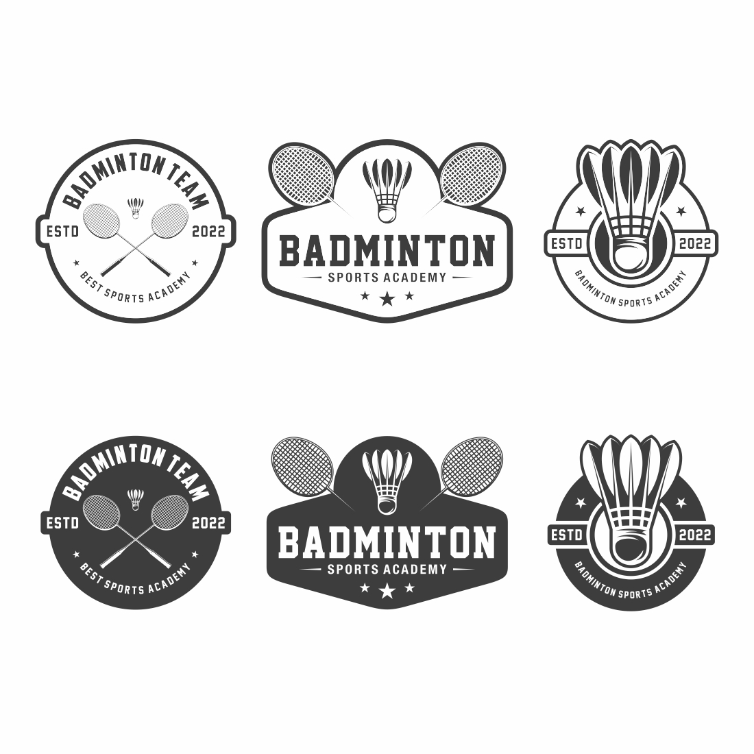 Badminton logo, emblem set collection – Only $9 preview image.