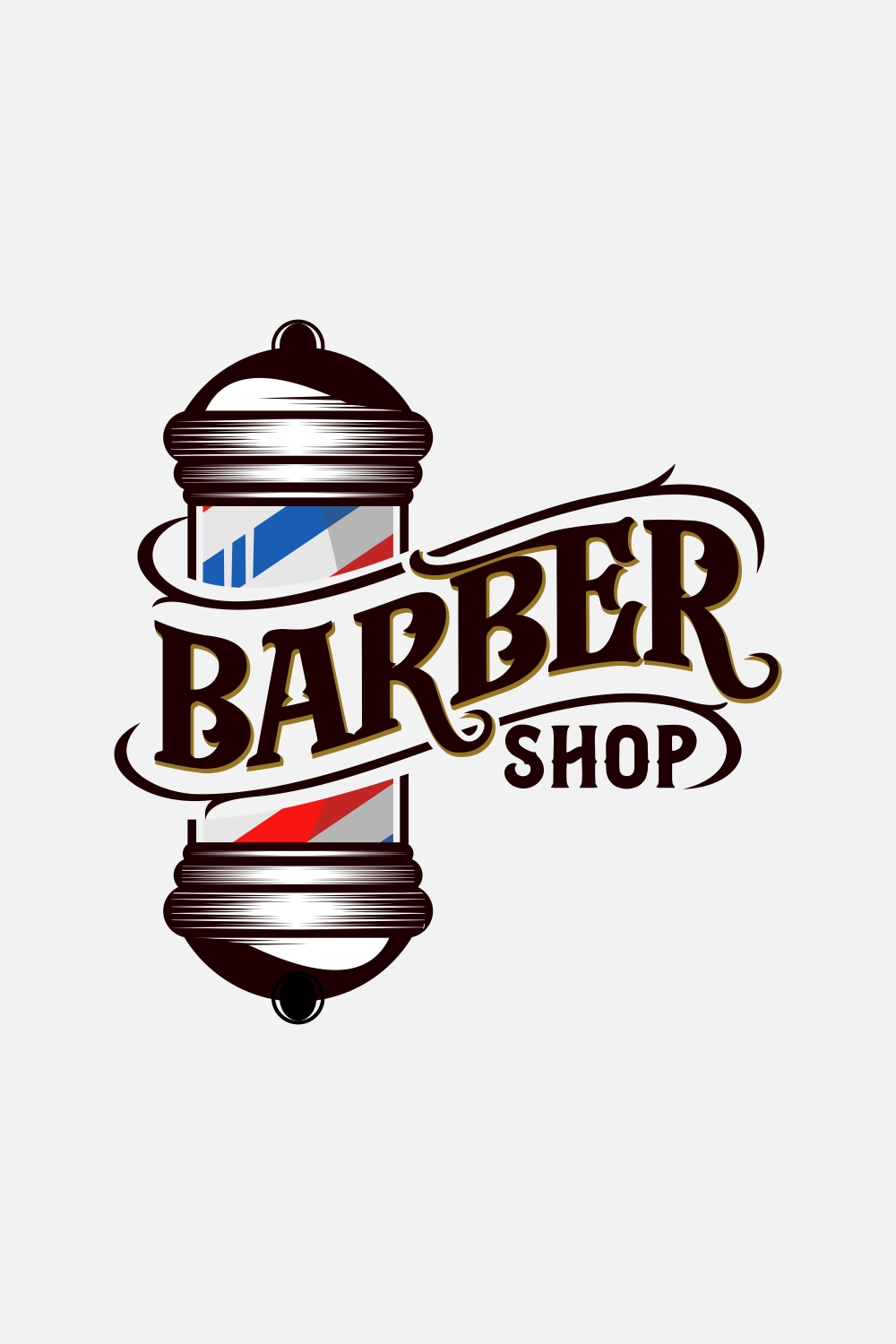 Vintage barber shop Logo, haircut salon retro design, Old hairdresser badge with barber pole, scissors, razor blade vector pinterest preview image.