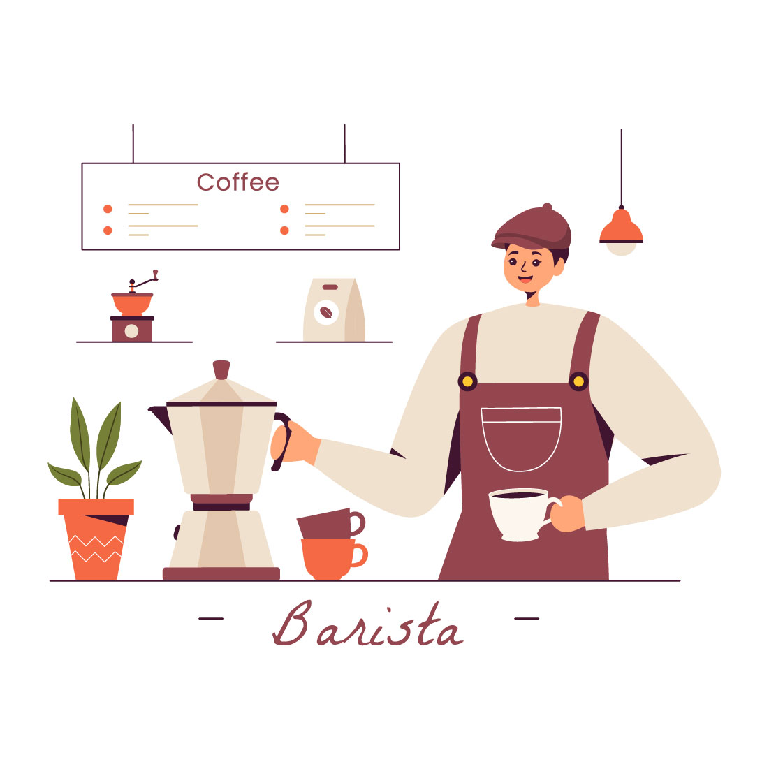 9 Barista Making Coffee Illustration cover image.