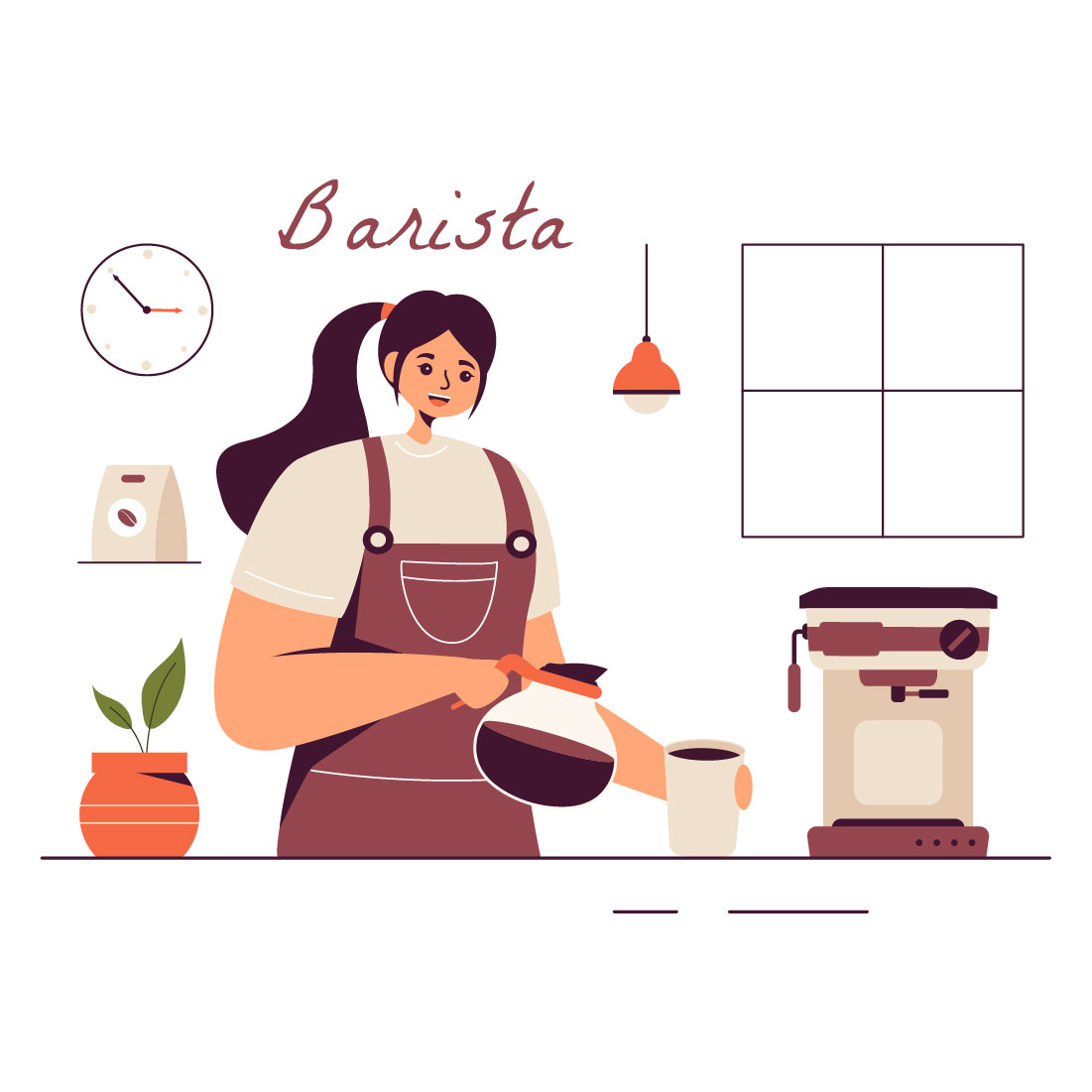 9 Barista Making Coffee Illustration preview image.