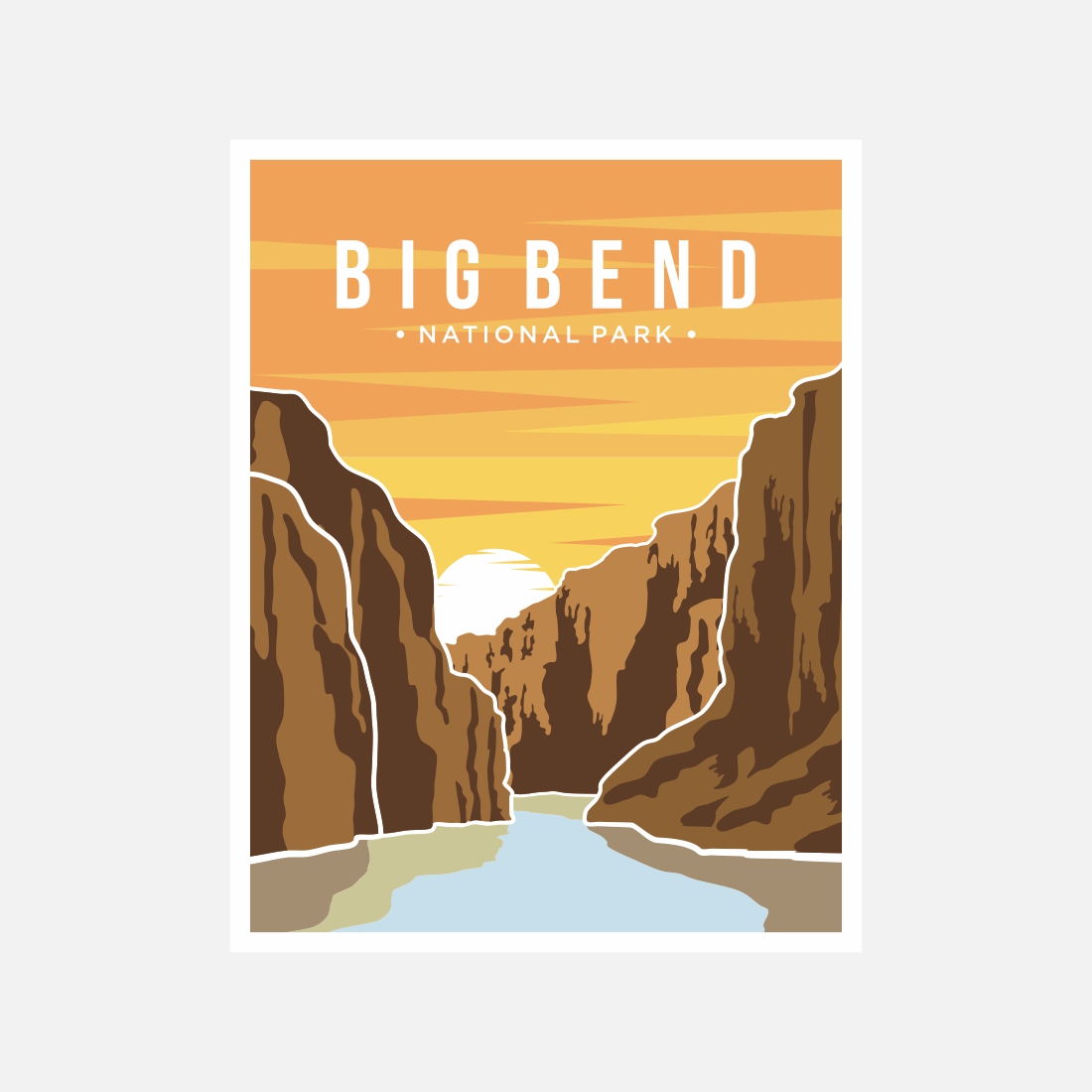 Big Bend National Park poster vector illustration design – Only $8 preview image.