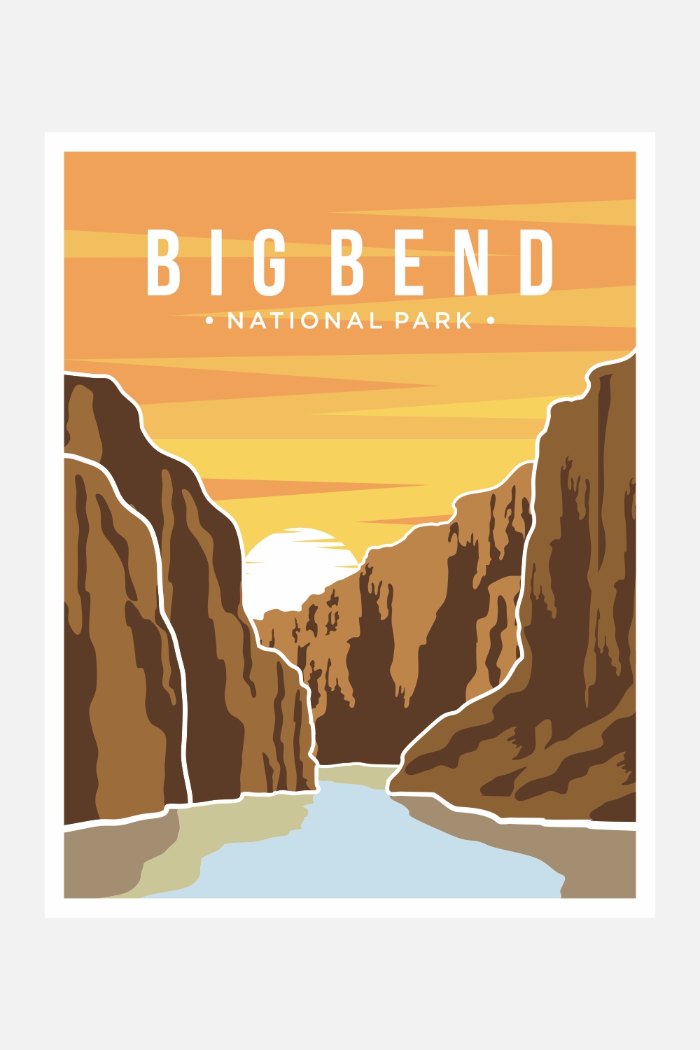 Big Bend National Park poster vector illustration design – Only $8 pinterest preview image.