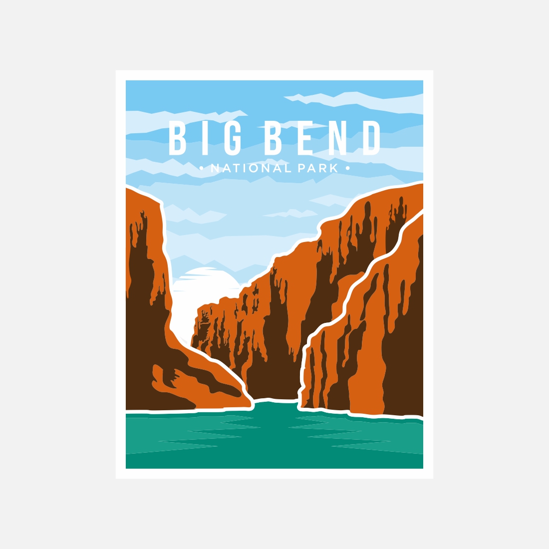 Big Bend National Park poster vector illustration design – Only $8 preview image.