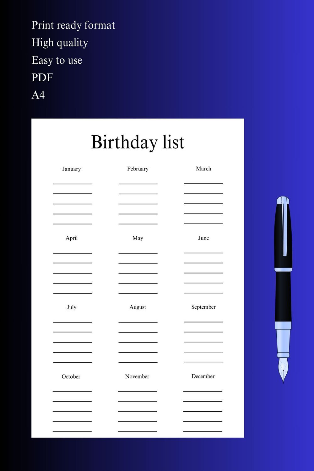 Birthday list pinterest preview image.