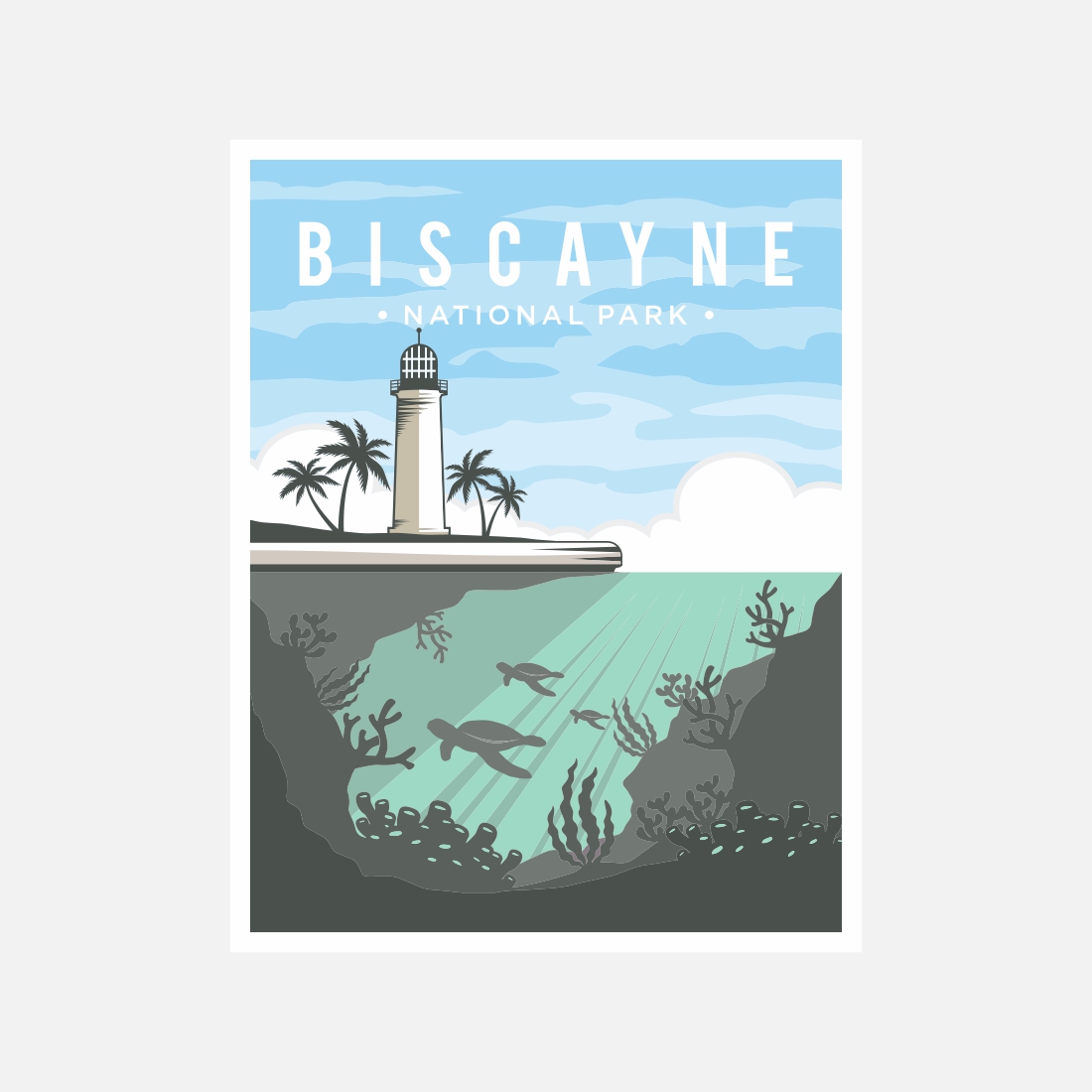 Biscayne National Park poster vector illustration design – Only $8 cover image.